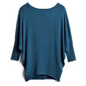 Jolie Sz Small Wide Crew Neck Dolman Sleeve Oversized Blue Bohemian Sweater Y2K